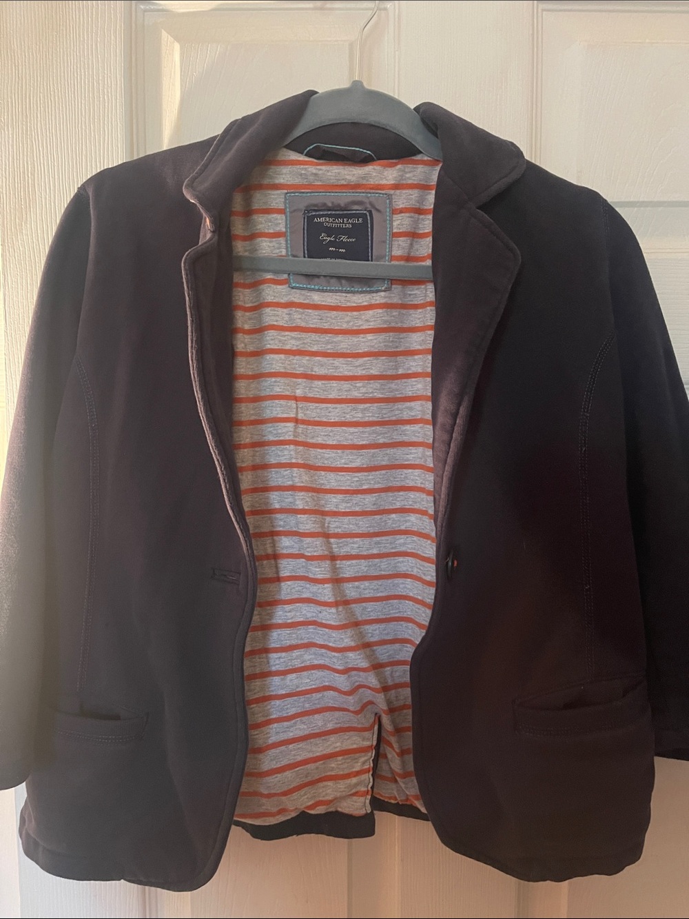 American Eagle Outfitters Black Blazer Jacket with Striped Lining